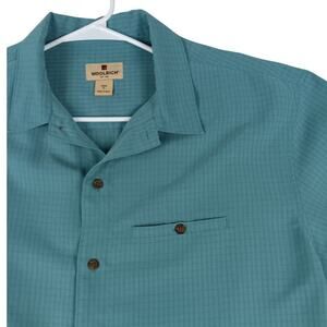 Vtg‎ Woolrich Shirt Men's XL Turquoise Blue Summer Checkered Modal Blend Beach